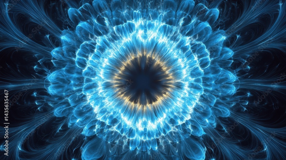 blue fractal flower abstract art energy light design