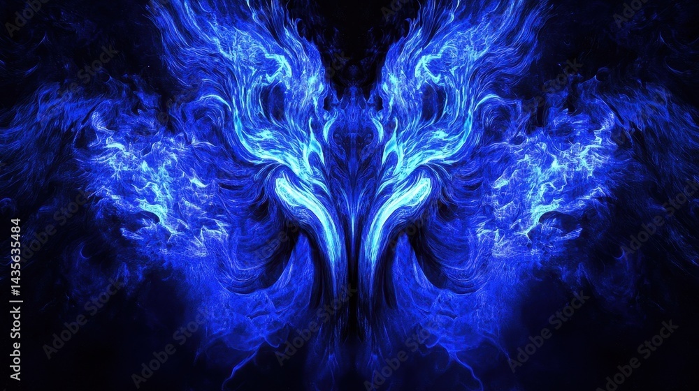 blue fire wings abstract fractal art