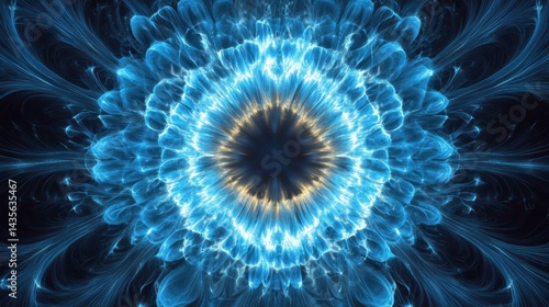 Obraz na płótnie blue fractal flower abstract art energy light design w salonie