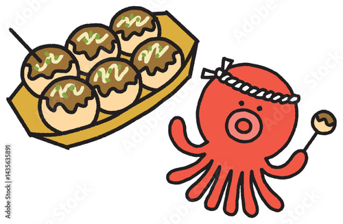 たこ焼きとタコのキャラクター