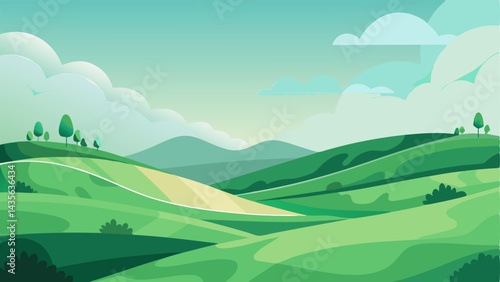 Serene Green Hills under Clear Blue Sky