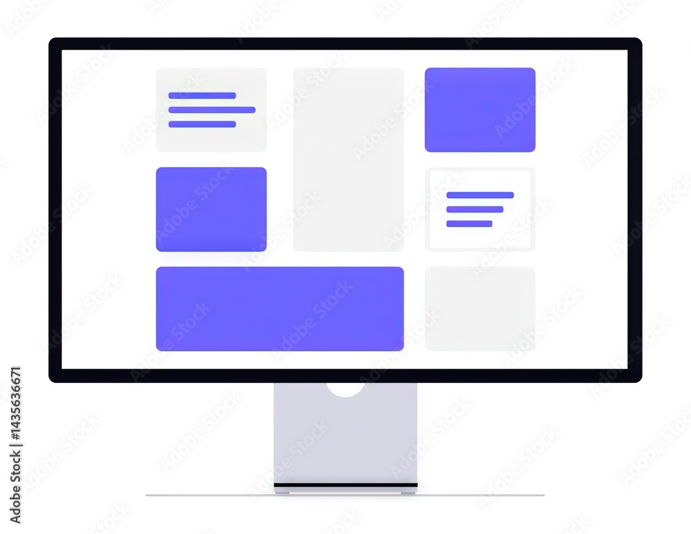 Abstract purple/white geometric blocks on computer screen, symmetrical pattern, flat design Abstract purple/white geometric blocks on computer screen, symmetrical pattern, flat design