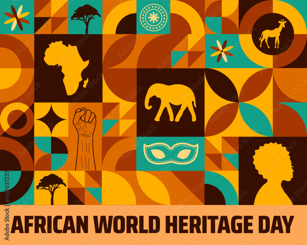 custom made wallpaper toronto digitalAfrican world heritage day Geometric shape pattern background banner or poster design template. observed every year in May. Holiday concept. Use to any Template, card, poster, placard, template.
