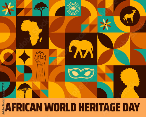 Wallpaper Mural African world heritage day Geometric shape pattern background banner or poster design template. observed every year in May. Holiday concept. Use to any Template, card, poster, placard, template. Torontodigital.ca