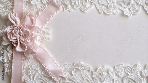 Pink Lace Wedding Invitation Frame.