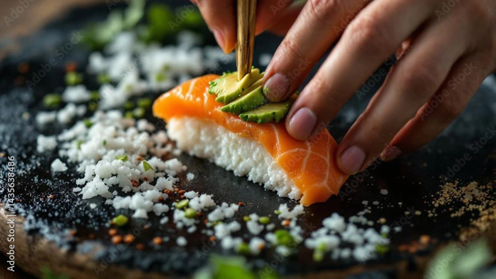 Preparing sushi. Close up.