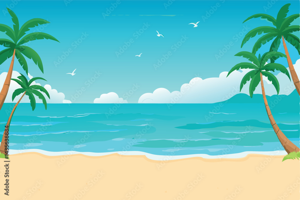 Obraz premium Vector art of summer beach.