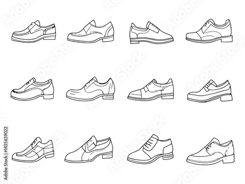 Handcrafted Italian Shoes line art icon design concept