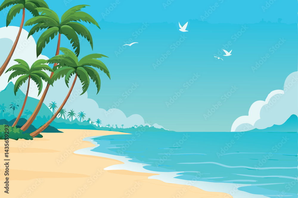 Obraz premium Vector graphic of a summer beach background.