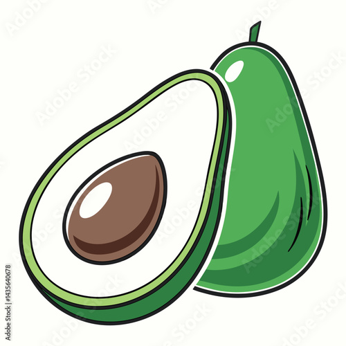 Halved avocado, vibrant green and brown