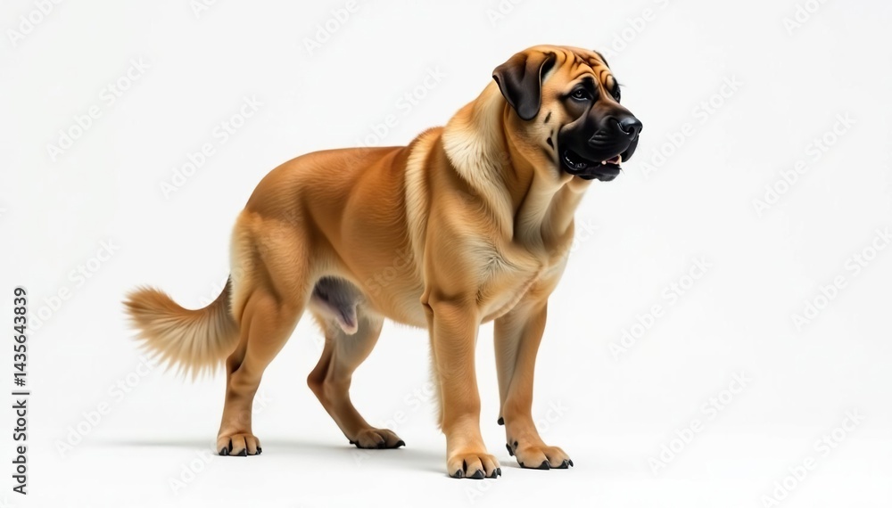 Majestic Mastiff, powerful stance, white background, dog, background Majestic Mastiff, powerful stance, white background, dog, background