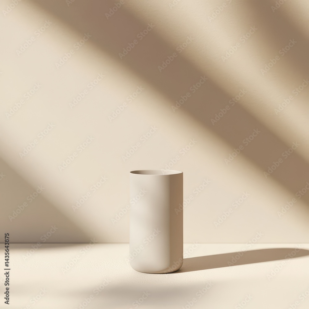 Cream-colored cylindrical vase on a neutral backdrop. Cream-colored cylindrical vase on a neutral backdrop.