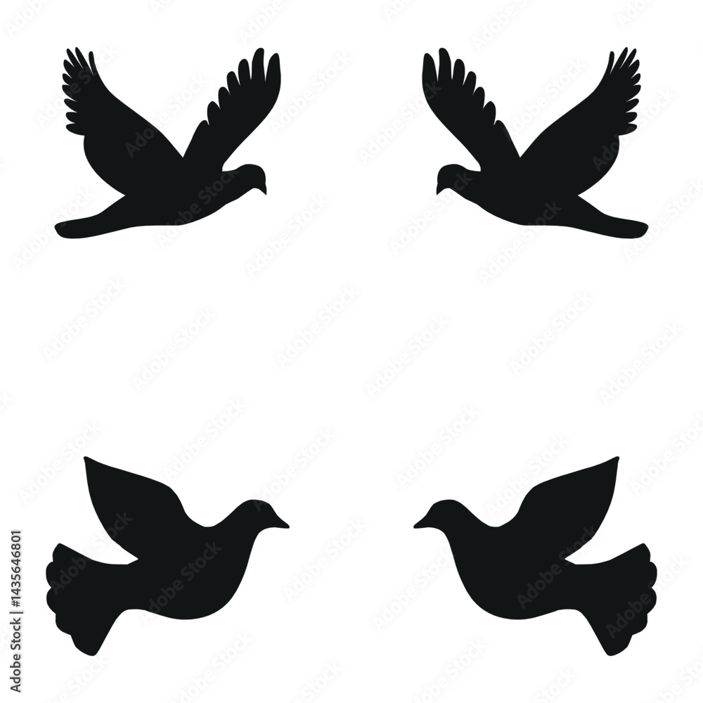Obraz premium Elegant Bird Vector Collection – Minimalist and Colorful Flying Birds Illustration for Nature Projects .