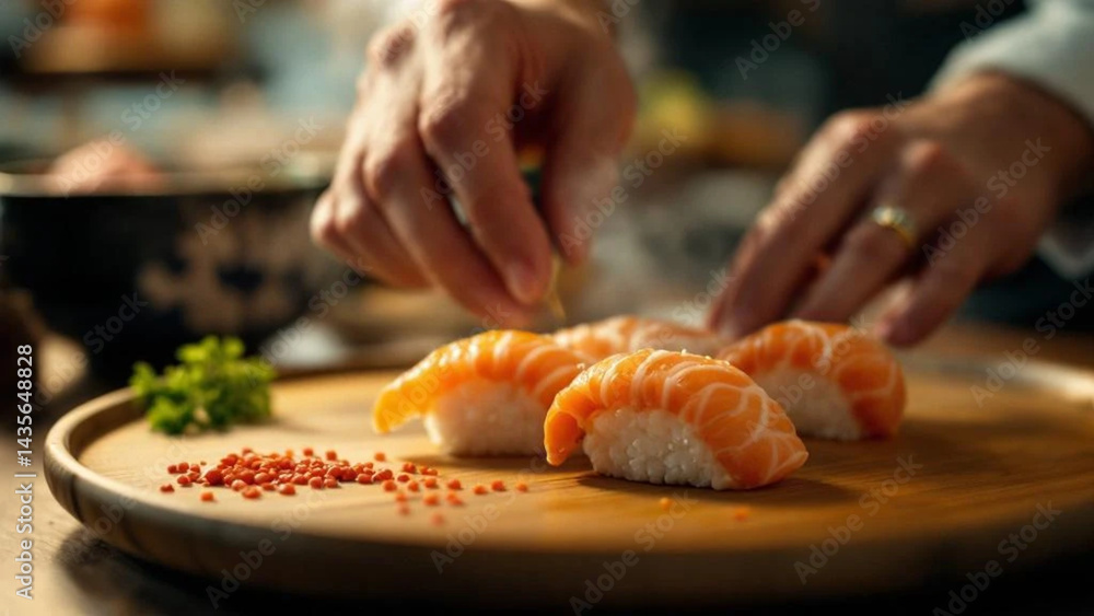 Preparing sushi. Close up.