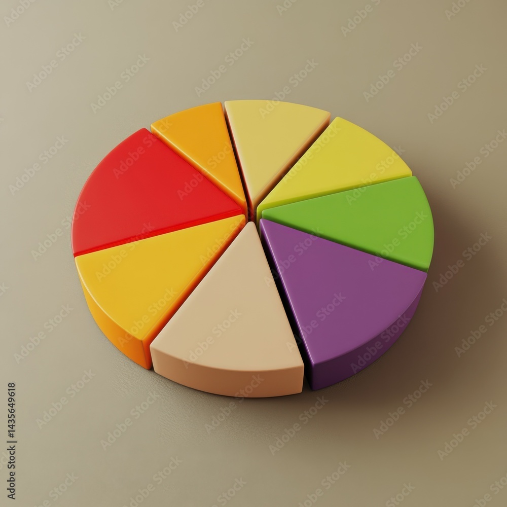 Obraz premium Colorful pie chart segment displaying various shades for data visualization purposes in a professional setting