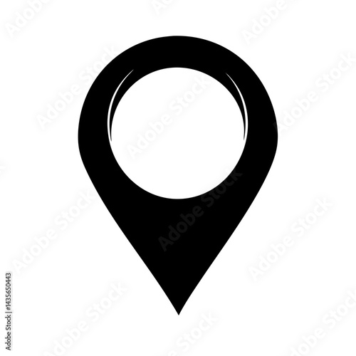 Minimalist flat map pin icon vector, isolated on white background, suitable for GPS apps, map designs, and location-based web services.