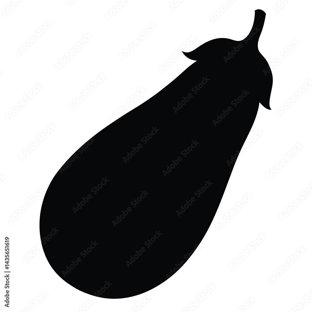 Black silhouette of an eggplant on a white background Black silhouette of an eggplant on a white background