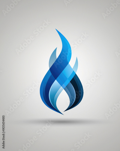 Abstract blue flame logo design with gradient overlapping shapes
