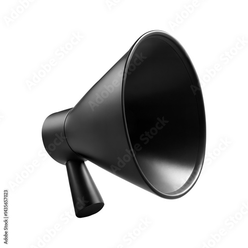 Black Megaphone On White Background Promotes Announcements And Important Messages Loudly