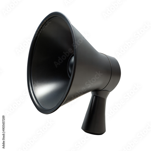 Black Megaphone Isolated On White Background For Announcements And Communication Tools