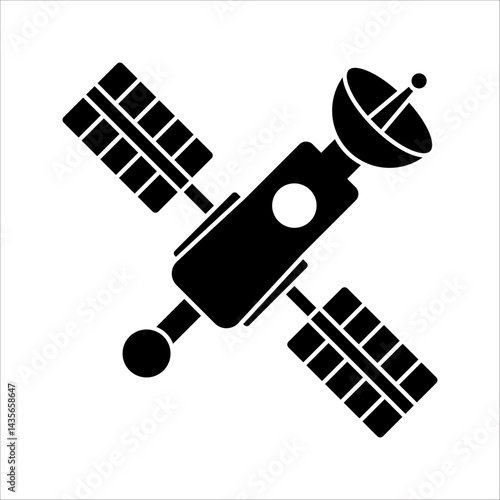 satellite technology icon. telecommunication, antenna or signal receiving tower, parabola, space satellite for telecommunication. For your website, logo, app, UI design. Vector illustration.