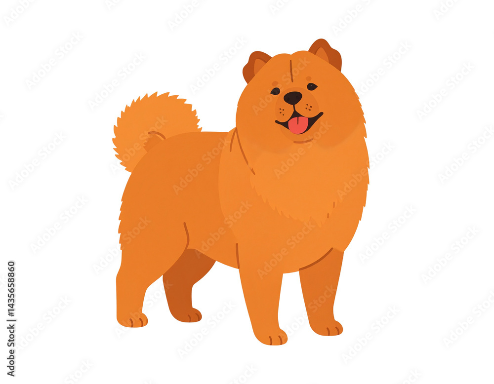 Fototapeta premium A cheerful, animated chow chow dog with a fluffy coat and a friendly expression.