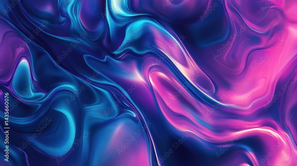 Obraz premium Abstract swirling vibrant blue, pink, and purple liquid paint texture background.