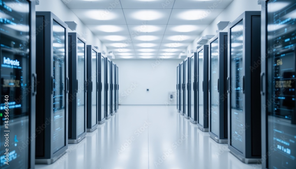Endless rows of servers, powering the digital age in a modern data center servers Endless rows of servers, powering the digital age in a modern data center servers