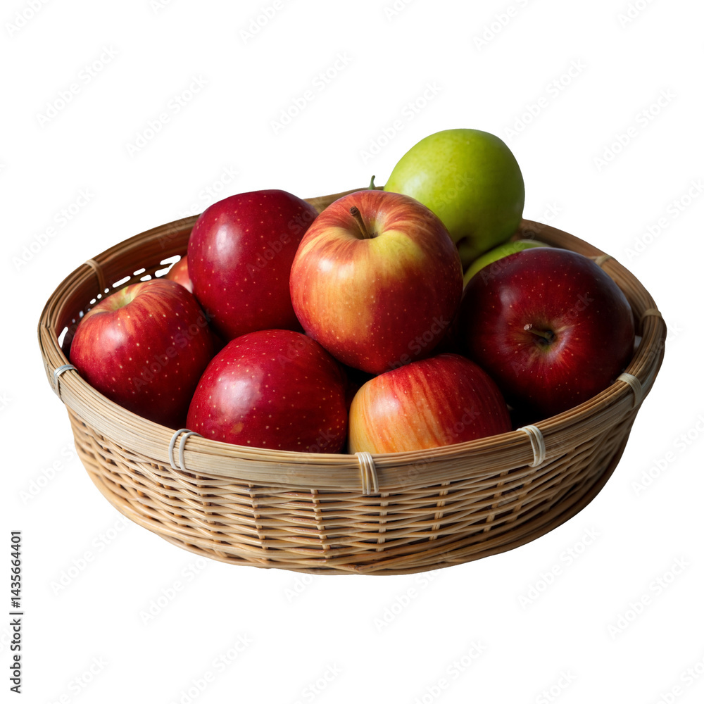 apples in basket isolated on transparent background apples in basket isolated on transparent background