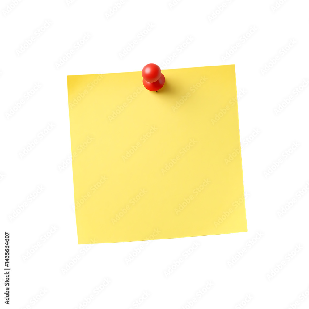Yellow Sticky Note Pad with Red Push Pin, Blank Memo Paper, Reminder Note Yellow Sticky Note Pad with Red Push Pin, Blank Memo Paper, Reminder Note