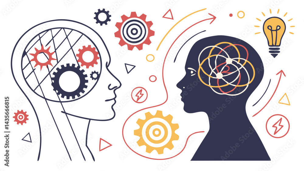 Fototapeta premium Brain gears thinking process vector