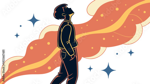 Dreamer illustration with stars vector