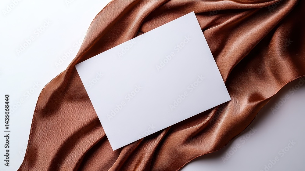An elegant white paper gently rests on a luxurious silk fabric, creating an exquisite and sophisticated backdrop for creative and professional projects or presentations. An elegant white paper gently rests on a luxurious silk fabric, creating an exquisite and sophisticated backdrop for creative and professional projects or presentations.