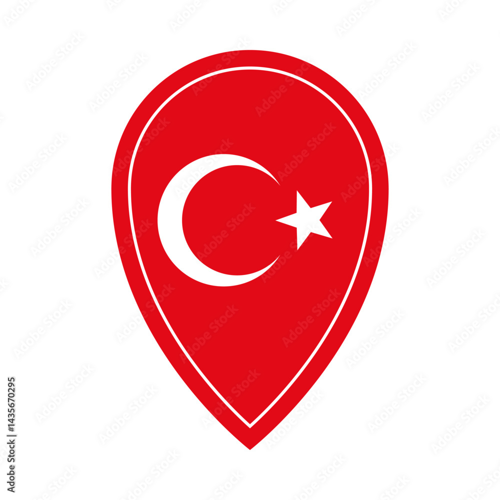 Turkey location pin isolated on a white. Location pointer for indicating locations related to Turkey. Vector icon for mobile apps, UI and web design Turkey location pin isolated on a white. Location pointer for indicating locations related to Turkey. Vector icon for mobile apps, UI and web design
