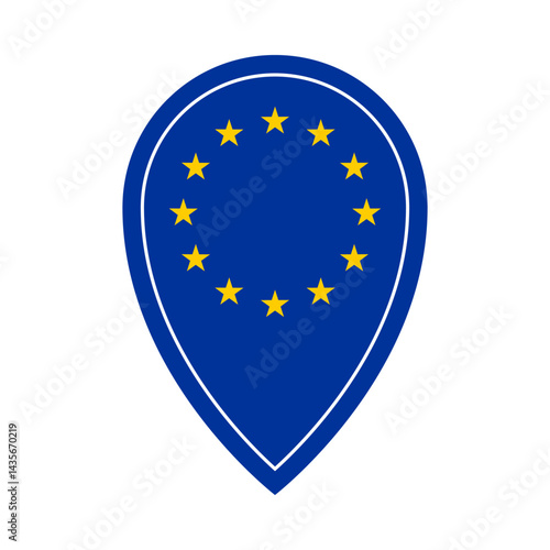 Free Download European Union location pin isolated on a white background. Location pointer for indicating locations related to EU. Vector icon for mobile apps, UI and web design - GFXLoad