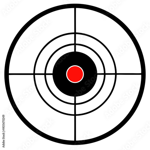 Precision Target Bullseye Graphic Concentric Rings With Red Center Icon Isolated