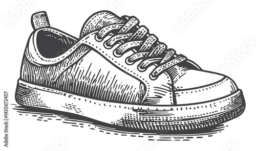 Vintage Style Hand-Drawn Illustration of a Classic Sneaker Shoe