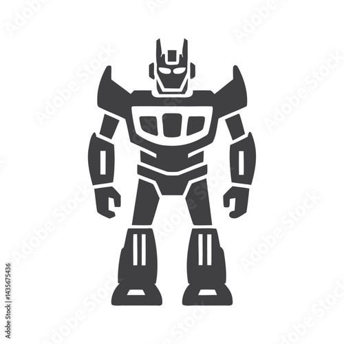 black and white transformer robot icon