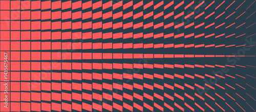 Tech-inspired abstract vector with radiating red rectangles and deep distortion abstract background. Great for sci-fi themes, conceptual wallpapers and energetic digital compositions. Wide abstraction