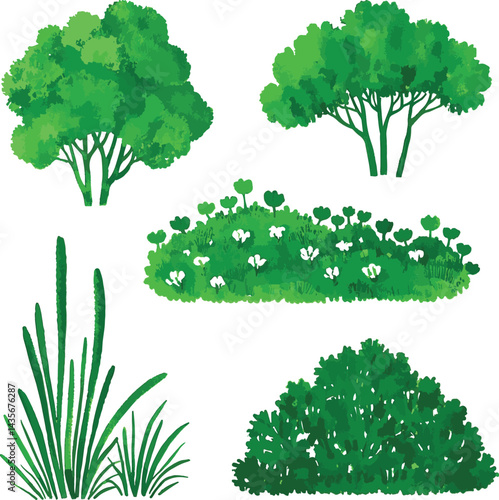 sat of the tree forest victor design with white background.