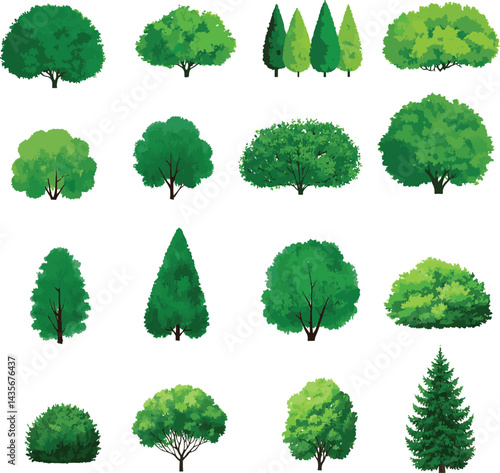 sat of the tree forest victor design with white background.