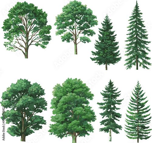sat of the tree forest victor design with white background.