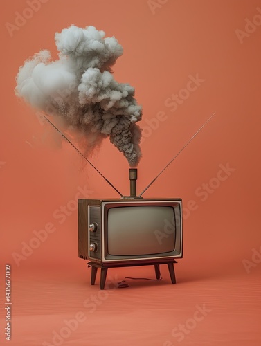 Wallpaper Mural Retro TV Spewing Smoke Torontodigital.ca