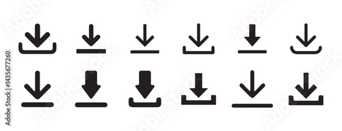 Download icon set. download sign and symbol.. Files download and upload icons symbol in line and flat style on white background. Vector Eps 10