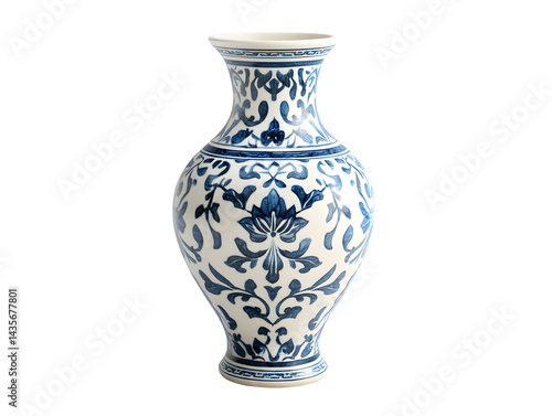 Ornate porcelain vase with blue and white floral design