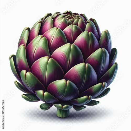 Fresh Artichoke Isolated on White Background with Transparent Effect 