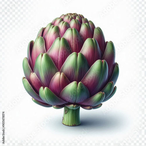 Fresh Artichoke Isolated on White Background with Transparent Effect 