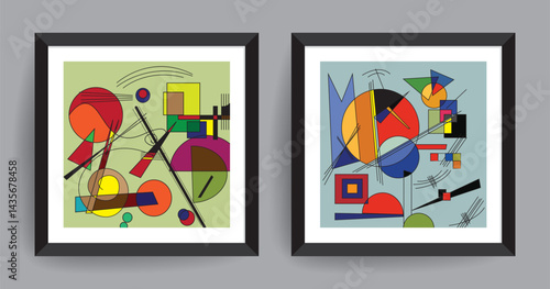Abstract geometric vector colorful background. Abstract expressionism painting.
