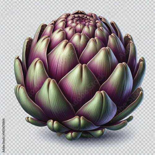 Fresh Artichoke Isolated on White Background with Transparent Effect 