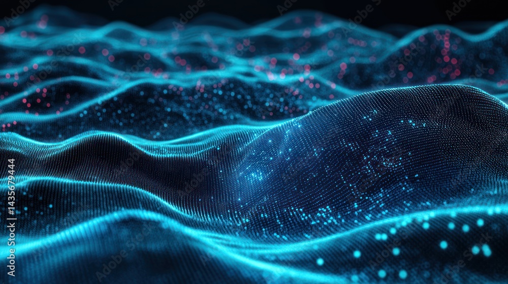Abstract data landscape representing future technologies and digital connectivity Abstract data landscape representing future technologies and digital connectivity